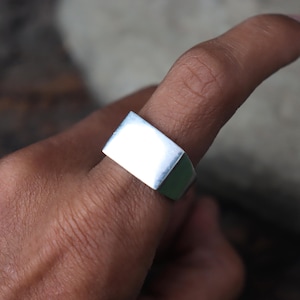 Anillo de sello de plata de ley 925 maciza, anillo de sello cuadrado, anillo de sello de plata para hombre, anillo de sello unisex, anillo de plata maciza.