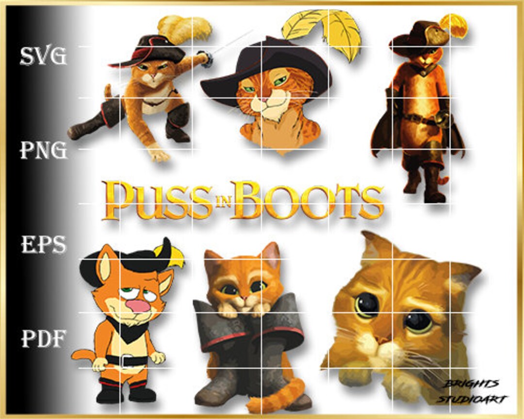 Cartoon SVG Puss in Boots Svg Puss in Boots Png Puss in Etsy UK