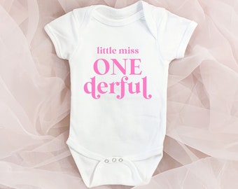 Little Miss ONEderful Body bébé rose premier anniversaire | Little Ms ONE Derful 1er anniversaire Body bébé