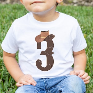 Cowboy Hat 3 Three 3rd Birthday T-Shirt | Cow boy Third Birthday Tee Shirt Tshirt