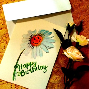 Original Watercolor Handmade Paper Art- Card for Friend on Special Occasion - Wildflower wall art