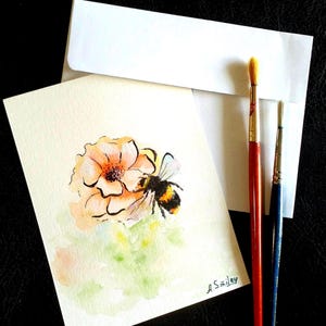 Original Watercolor Handmade Paper Art- Card for Friend on Special Occasion - Wildflower wall art