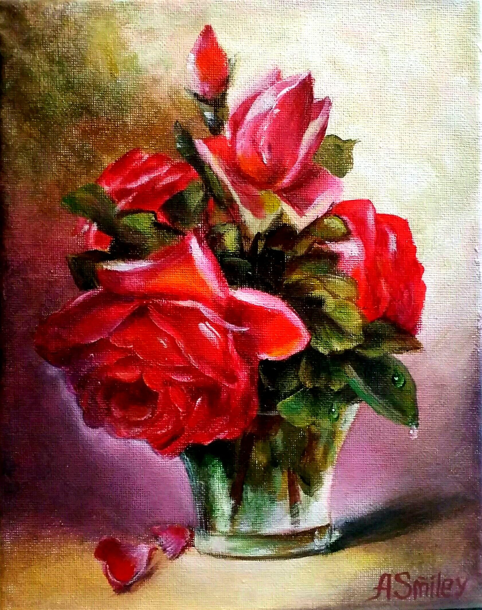 Red Roses Painting - Mothers Day - Handpainted Floral Still Life