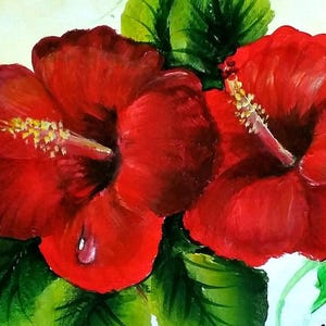 Carte de fleurs peintes à la main 5 x 7 - peinture acrylique d'art originale - cadeau coloré de remerciement - oeuvre d'art de haute qualité - art acrylique à accrocher au mur