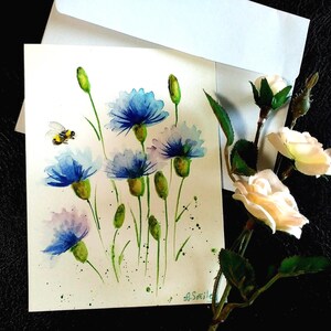 Original Watercolor Handmade Paper Art- Card for Friend on Special Occasion - Wildflower wall art
