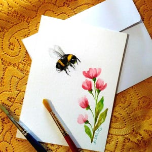 Original Watercolor Handmade Paper Art- Card for Friend on Special Occasion - Wildflower wall art