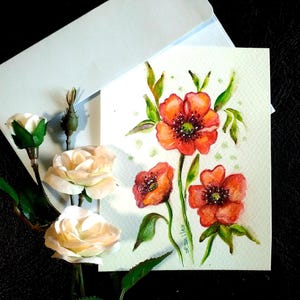 Original Watercolor Handmade Paper Art- Card for Friend on Special Occasion - Wildflower wall art