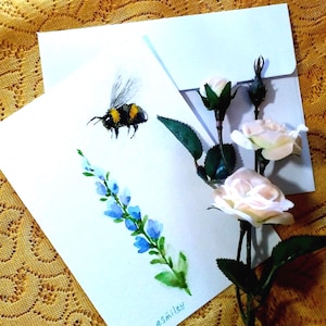 Original Watercolor Handmade Paper Art- Card for Friend on Special Occasion - Wildflower wall art