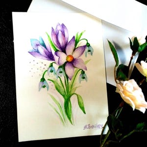 Original Watercolor Handmade Paper Art- Card for Friend on Special Occasion - Wildflower wall art