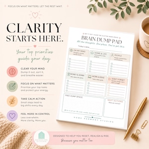 Brain Dump Notepad, Mental Load Planner, Thought Organizer, Mom Desk Pad