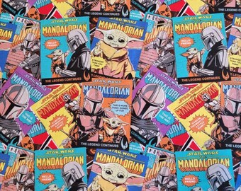 Mandalorian Comic Covers Cotton Fabric, 100% Cotton, By The 1/2 Yard