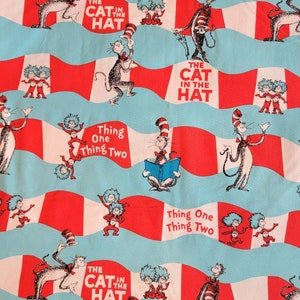 Cat In The Hat Wavy Cotton Fabric, 100% Cotton, By The 1/2 Yard