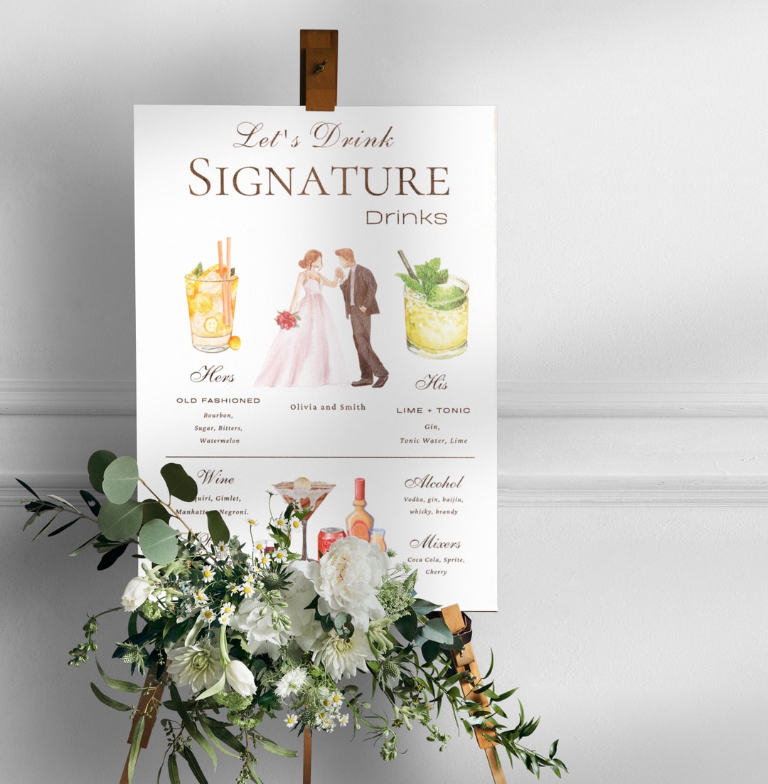 Modern Minimalist Signature Drink Menu Template Signature - Etsy