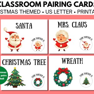 Klassenzimmer Partner-Pairing-Karten – Weihnachtsthemen, Klassenzimmer-management, Partnerauswahl mit Leichtigkeit, Sofortiger Download, druckbar
