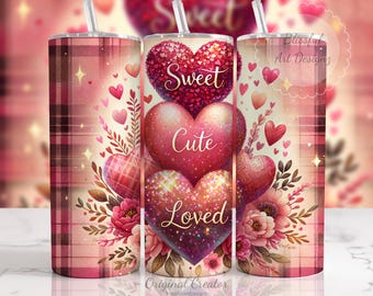Valentine Tumbler Wrap, 20oz Skinny Tumbler Sublimation Design, Hearts Tumbler Wrap, Love Tumbler Wrap, Digital Download