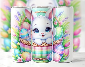 Easter Bunny 20 oz Skinny Tumbler Sublimation Design, Easter Sublimation, Easter Tumbler Wrap, Digital Download