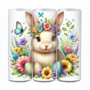 Cute Easter Bunny Tumbler Wrap, 20 oz Skinny Tumbler Sublimation Design, Easter Sublimation Design, Easter Tumbler Wrap, Instant Download image 3