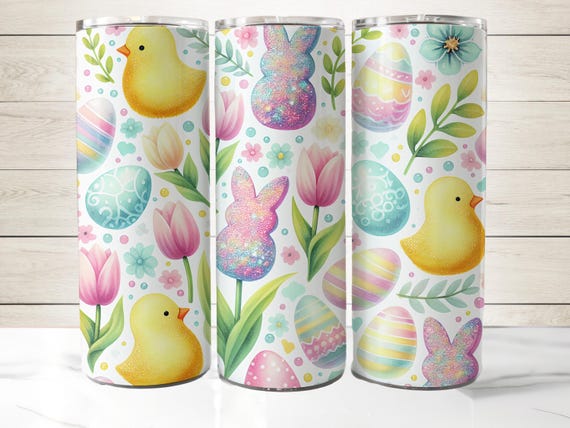 Cute Easter Tumbler Wrap, 20oz Skinny Sublimation Tumbler Design, Easter Sublimation Design Png, Easter Tumbler Designs, Digital Download