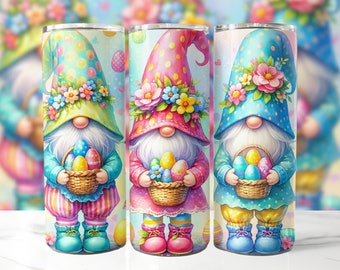 Easter Gnomes Tumbler Wrap, 20 oz Skinny Tumbler Sublimation Design, Gnome Tumbler Wrap, Easter Tumbler Wrap, Instant Digital Download