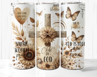 Kind van God christelijke beker wrap png, bijbelvers 20 oz magere beker sublimatie ontwerp, Boho Faith God Jesus beker png-ontwerp