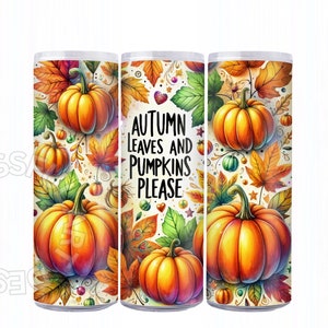 Pumpkin Tumbler Wrap, 20 Oz Skinny Tumbler Sublimation Design, Fall ...