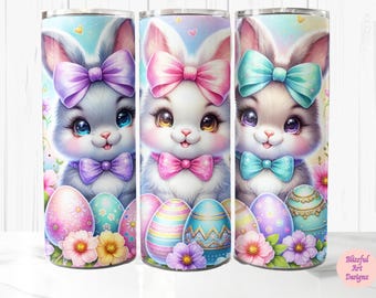 Easter Bunny Tumbler Wrap, 20oz Skinny Tumbler Sublimation Design, Easter Tumbler Wrap, Digital Download