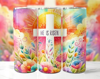 He Is Risen Tumbler Wrap 20 oz Skinny Tumbler Sublimation Design, Christian Tumbler Wrap, Easter Tumbler Wrap, Instant Digital Download