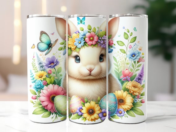 Cute Easter Bunny Tumbler Wrap, 20 oz Skinny Tumbler Sublimation Design, Easter Sublimation Design, Easter Tumbler Wrap, Instant Download
