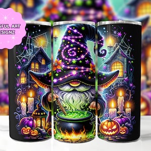 Halloween Gnome Tumbler Wrap, 20 oz Skinny Tumbler Sublimation Design, Gnome Tumbler Wrap, Halloween Tumbler Wrap, Digital Download