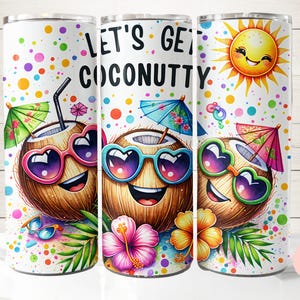 Letni kubek do pakowania, 20 oz Skinny Tumbler Sublimacja Design, Zabawny kubek PNG, Kubek kokosowy, Natychmiastowe pobieranie cyfrowe