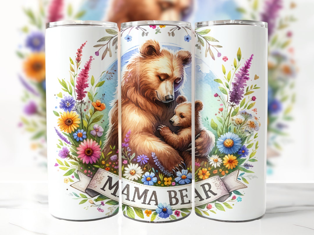 Mama Bear Tumbler Wrap, 20 Oz Skinny Tumbler Sublimation Design, Mama ...