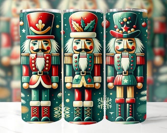 Nutcracker Christmas Tumbler Wrap, 20 oz Skinny Tumbler Sublimation Design, Straight Tumbler Wrap PNG, Christmas Tumbler Wrap