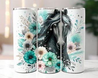 Sparkle Horse Tumbler Wrap, 20 Unzen Skinny Tumbler Sublimationsdesign, Pferde Tumbler Wrap, gerader Tumbler Wrap PNG, digitaler Download