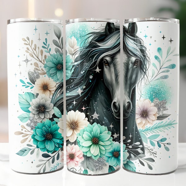 Sparkle Horse Tumbler Wrap, 20 oz Skinny Tumbler Sublimation Design, Horse Tumbler Wrap, Straight Tumbler Wrap PNG, Digital Download