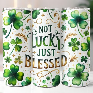 St. Patrick&#39;s Tumbler Wrap, 20 oz Skinny Tumbler Sublimation Design, Shamrock Tumbler Wrap, St Patrick&#39;s Day Tumbler Wrap, Digital Download
