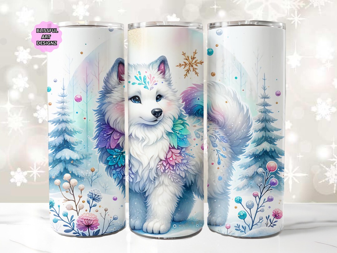 Cute Arctic Wolf 20 Oz Skinny Tumbler Sublimation Design, Christmas ...