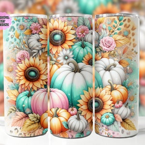 Fall Pumpkins Tumbler Wrap, 20 oz Skinny Tumbler Sublimation Design, Fall Tumbler Sublimation Design, Pumpkins Tumbler PNG, Digital Download