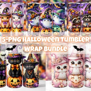 Halloween Tumbler Wrap Bundle | 20 oz Skinny Sublimation Bundle Tumbler Png | Spooky Tumbler Bundle Instant Digital Download