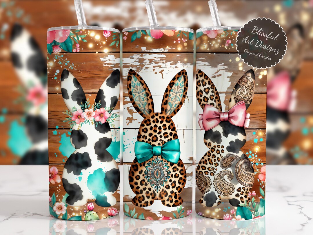 Rustic Easter Bunny Tumbler Wrap, 20 Oz Skinny Tumbler Sublimation ...