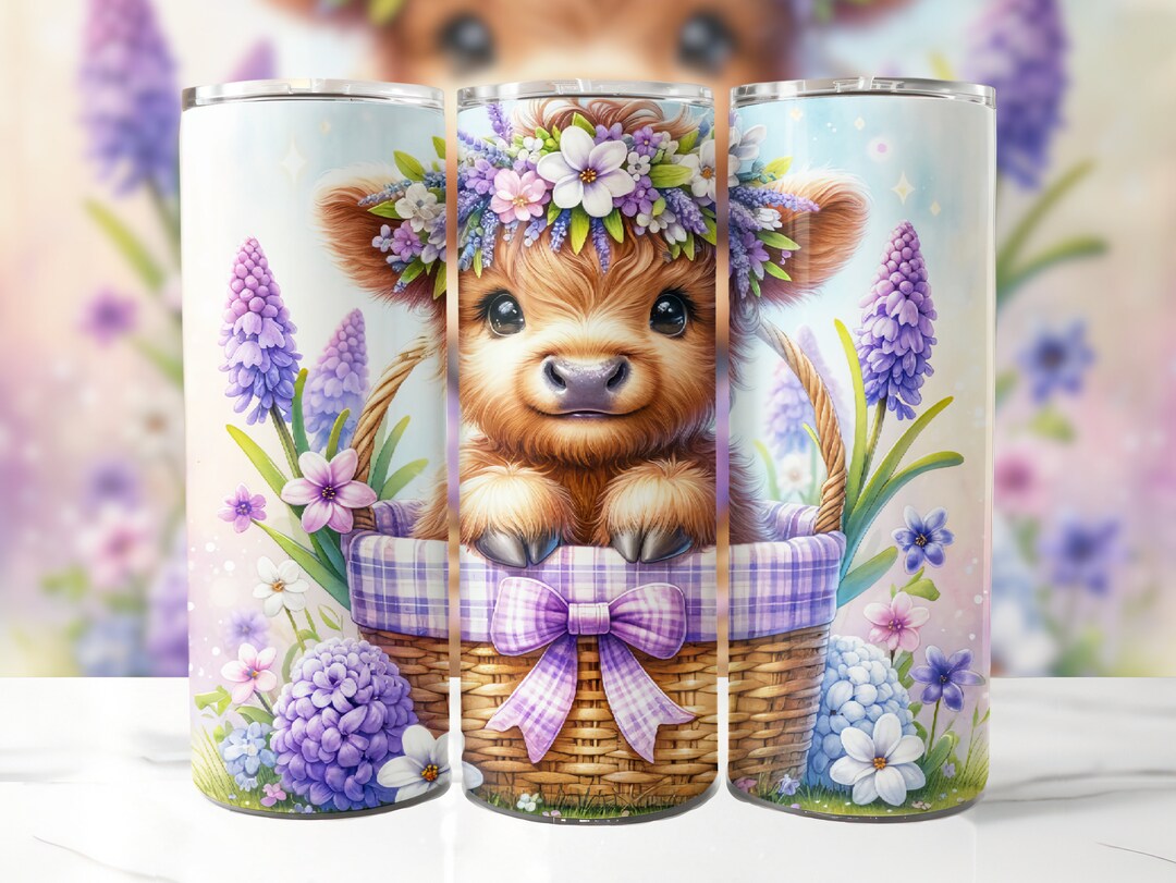 Highland Cow Tumbler Wrap PNG, 20 Oz Skinny Tumbler Sublimation Design ...