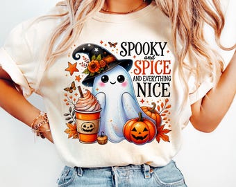 Spooky and Spice PNG | Cute Ghost Halloween PNG | Pumpkin Spice Ghost PNG | Fall Coffee Png | Halloween Sublimation Png | Digital Download