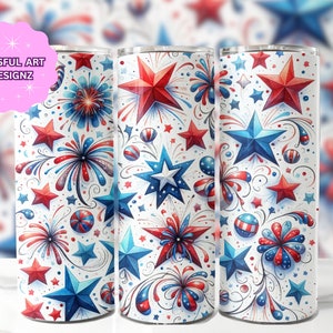4th Of July Stars 20 oz Skinny Tumbler Sublimation Design, 4th Of July PNG, Patriotic Tumbler PNG, 4th Of July Tumbler Wrap