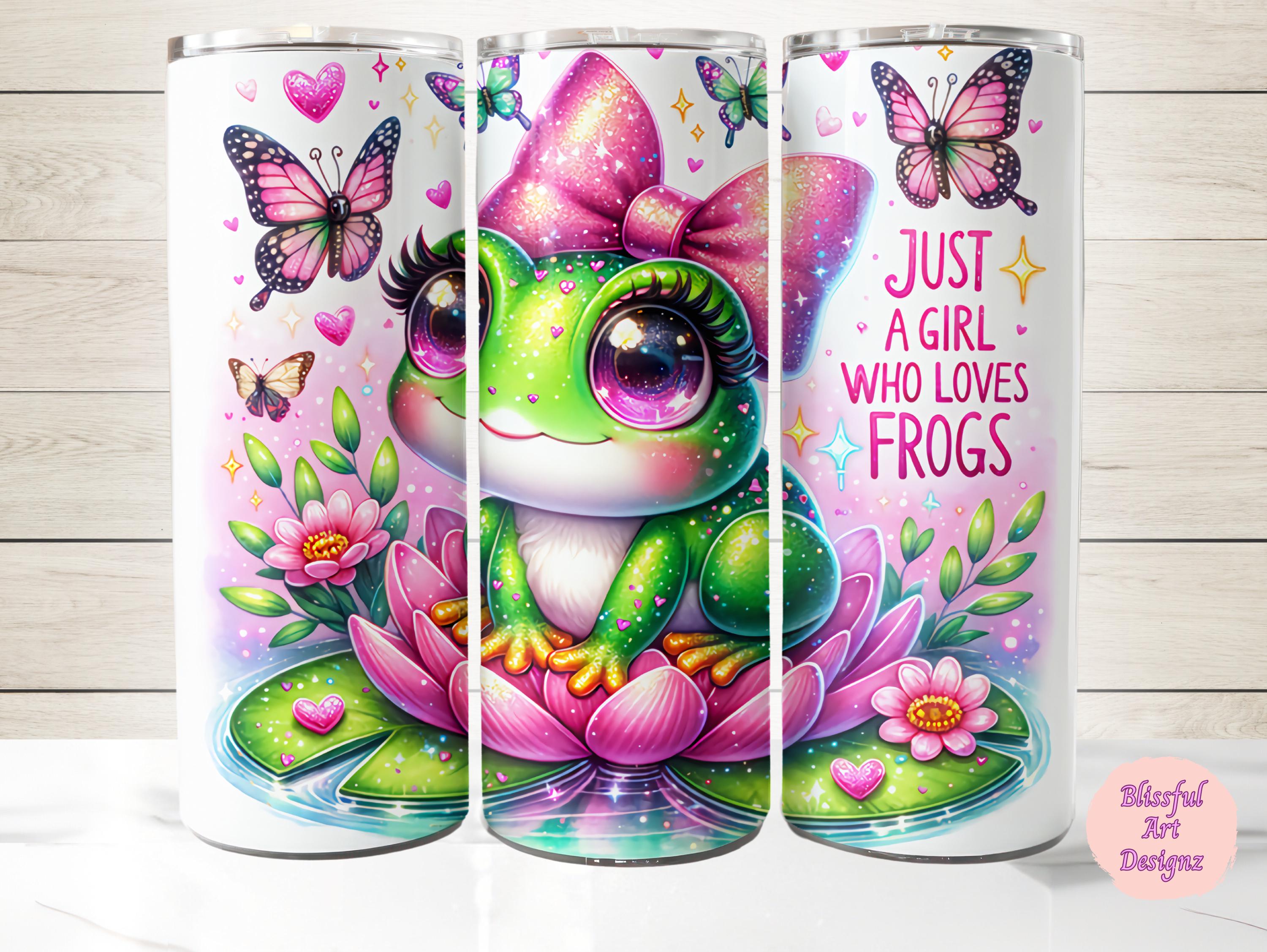 Just A Girl Who Loves Frogs 20 Oz Skinny Tumbler Sublimation Design ...