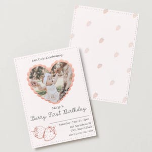Convite de Primeiro Aniversário Berry | Cartão de Primeiro Aniversário | Berry Sweet