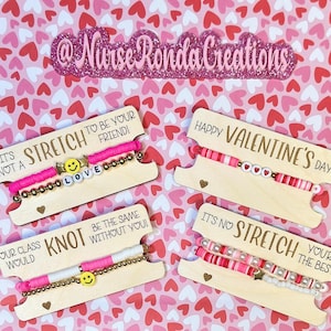 Valentine’s Card, Kids Valentines Card, Non Candy Valentines, Friendship Bracelet, Wooden Valentines, Class Valentines, Valentine Favors