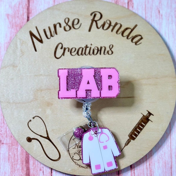 Lab Badge Reel, Lab Technician, Phlebotomy Tech, Laboratory, Medical, Gift, Lab Coat