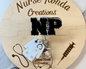 NP Badge Reel, Nurse Practitioner ID Holder, Lab Coat, Medical, Gift