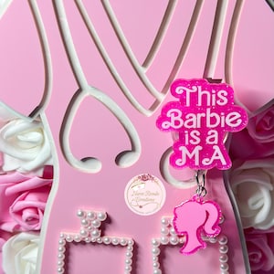 Carrete de credencial MA, insignia de asistente médico, carrete de credencial rosa, médico, regalo, carrete de credencial lindo, carrete de credencial de identificación de asistente médico, personalizado
