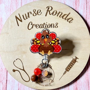 Thanksgiving Turkey Badge Reel, Sitting Turkey Badge Reel, Turkey Badge Reel, Thanksgiving Badge Reel, Medical, Gift