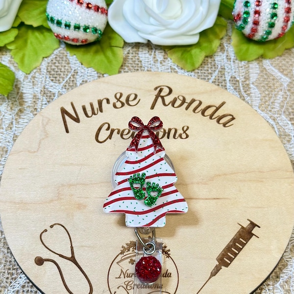 Badgehouder met kerstboommotief, badge voor NICU-verpleegkundige, badgehouder voor bevalling, cadeau voor verpleegkundige, medisch, kindergeneeskunde, babybadge, kerstbadge